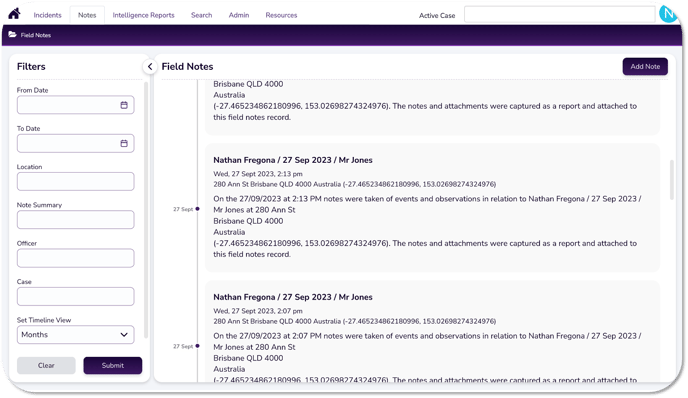 Notes Field